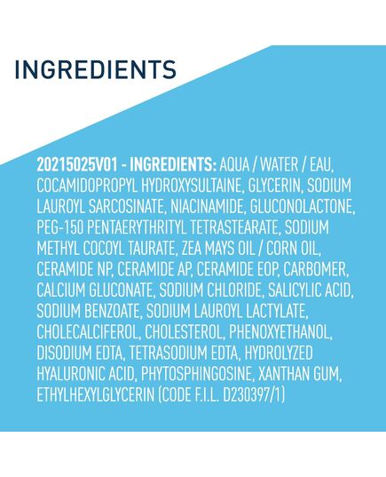 CeraVe Renewing Salicylic Acid Cleanser, Formulated With Hyaluronic Acid, Niacinamide, & Ceramides, Gentle BHA Exfoliating Face Wash Smooths & Softens Skin, Non Comedogenic & Fragrance Free, 8 Ounce