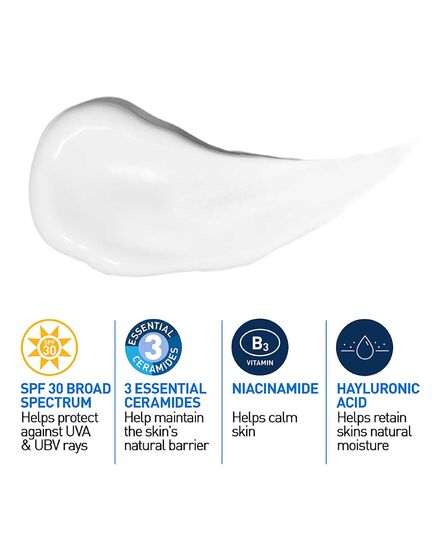 CeraVe Feuchtigkeitsspendende Gesichtscreme mit LSF 30: hydratisierende Tagescreme mit Lichtschutz für normale bis trockene Haut, 1 x 52ml