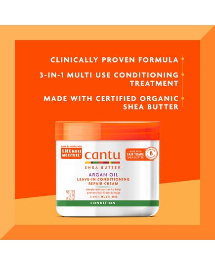 Cantu Cantu Argan Oil Leave-In Conditioning Repair Cream, Formulated for Over-Heated, Over-Styled Hair