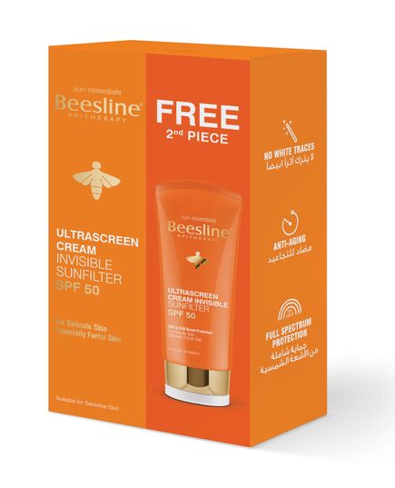 Beesline Ultra Sunscreen Cream Invisible Sunfilter SPF50+ UVA / UVB Protection (1+1) Promo Pack - 60 ml