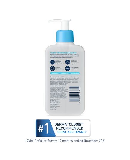 CeraVe Renewing Salicylic Acid Cleanser, Formulated With Hyaluronic Acid, Niacinamide, & Ceramides, Gentle BHA Exfoliating Face Wash Smooths & Softens Skin, Non Comedogenic & Fragrance Free, 8 Ounce