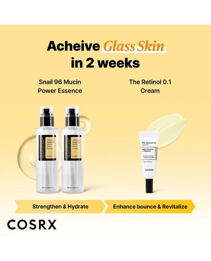 COSRX Glass Skin Starter Set, Advanced Snail 96 Mucin Power Essence (1.69 fl.oz*2) & Retinol 0.1 Cream Mini (0.1 oz), Daily Hydrating & Firming Skincare Kit for Beginners, Gift Set, Korean Skincare