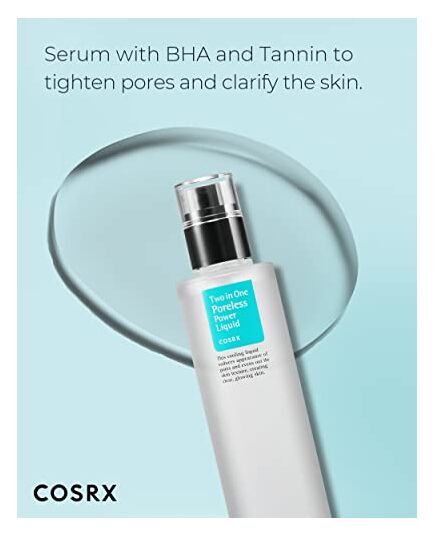 Cosrx Two In One Poreless Power Liquid With Bha 3.38Fl.Oz | Facial Moisturiser To Tighten Pores And Exfoliate Skin For Smooth And Clear Skin | For All Skin Types | No Animal Testing…