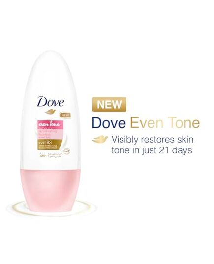 DOVE Even Tone Antiperspirant Deodorant Roll on for Women, Restores underarm skin to its natural tone, Rejuvenating Blossom with Vitamin B3, for 48h sweat & odor protection, 50ml