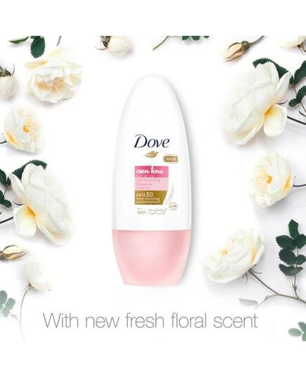 DOVE Even Tone Antiperspirant Deodorant Roll on for Women, Restores underarm skin to its natural tone, Rejuvenating Blossom with Vitamin B3, for 48h sweat & odor protection, 50ml