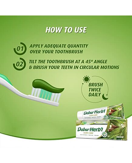 Dabur Herbal Neem Gum Care Toothpaste, 150 gm + Free Toothbrush (Pack Of 2)