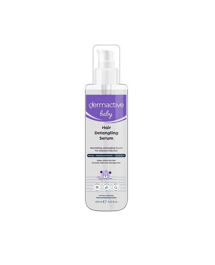 DERMACTIVE Baby Hair Detangling Serum – 120ml | Easy Combing, Smooth & Shiny Finish, Gentle Care for Fine Baby Hair