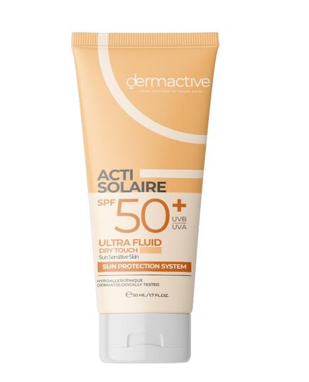 DERMACTIVE Acti-Solaire SPF50+ UVB/UVA Ultra Fluid Light Tinted – 50ml | Very High Sun Protection, Natural Coverage, Lightweight & Mattifying Finish