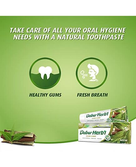 Dabur Herbal Neem Gum Care Toothpaste, 150 gm + Free Toothbrush (Pack Of 2)
