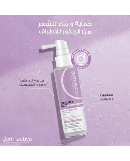 DERMACTIVE Tricho-Act Anti-Hair Loss Concentrate Lotion – 120ml Advanced Follicle Therapy, Strengthens Roots, Stimulates Growth, Reduces Hair Fall, Fragrance-Free, Leave-In No-Rinse Formula