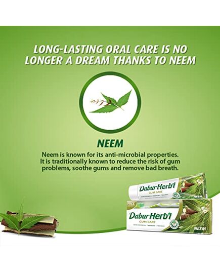 Dabur Herbal Neem Gum Care Toothpaste, 150 gm + Free Toothbrush (Pack Of 2)