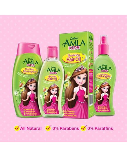 Dabur Amla Nourishing Kids Detangler (200mL) | Easy Combing Making Hair Soft and Smooth | No Sulfates, No Parabens