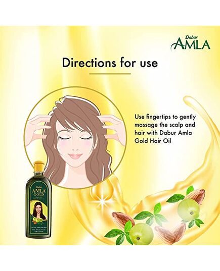 Dabur Amla Gold Hair Oil (270mL) | Natural Extract of Almond and Henna | Promotes Hair Growth | For Dry, Damaged and Chemically Treated Hair (Packaging May Vary)
