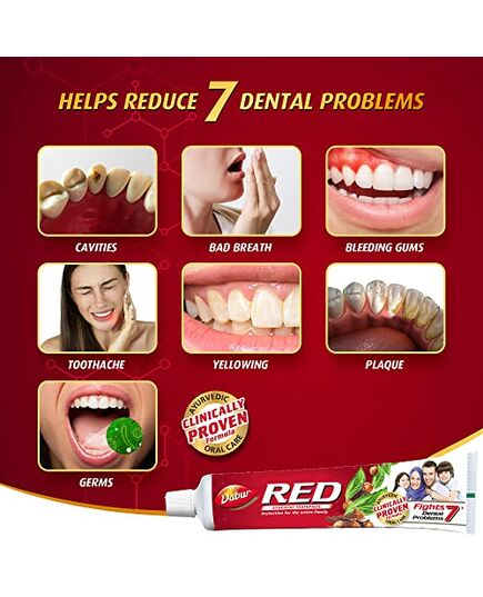 Dabur Red Ayurvedic Toothpaste for Teeth & Gums 4x100g | Enriched with Potent Ayurvedic Ingredients | For Healthy Gums & Strong Teeth | Super Value Pack