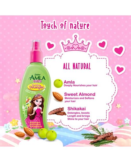 Dabur Amla Nourishing Kids Detangler (200mL) | Easy Combing Making Hair Soft and Smooth | No Sulfates, No Parabens