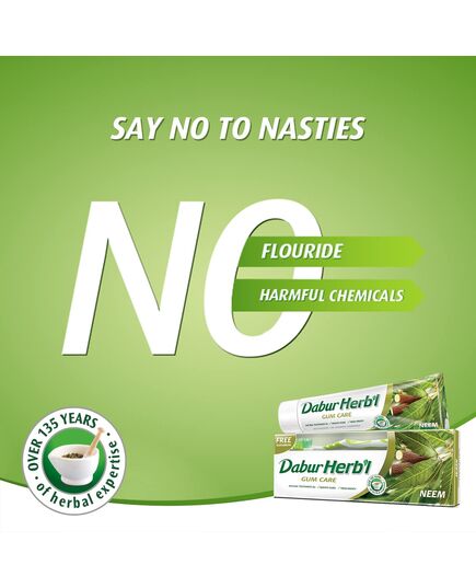 Dabur Herbal Neem Gum Care Toothpaste, 150 gm + Free Toothbrush (Pack Of 2)