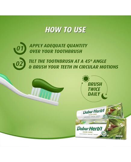 Dabur Herbal Neem Toothpaste (140g) + Toothbrush | Natural Toothpaste for Healthy Gums & Fresh Breath