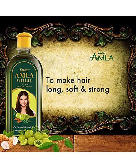 Dabur Amla Gold Hair Oil (270mL) | Natural Extract of Almond and Henna | Promotes Hair Growth | For Dry, Damaged and Chemically Treated Hair (Packaging May Vary)