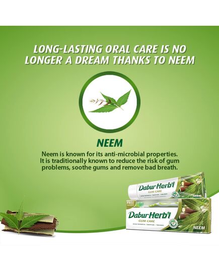 Dabur Herbal Neem Toothpaste (140g) + Toothbrush | Natural Toothpaste for Healthy Gums & Fresh Breath