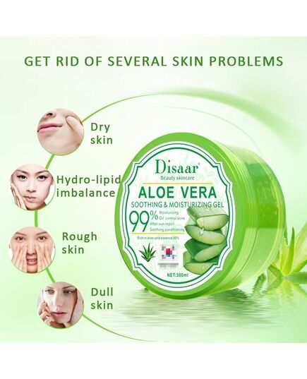 DISAAR BEAUTY Aloe Vera Anti-Acne Gel Cream Mass Sleep-Free Wash Moisturizing Oil, 300ml