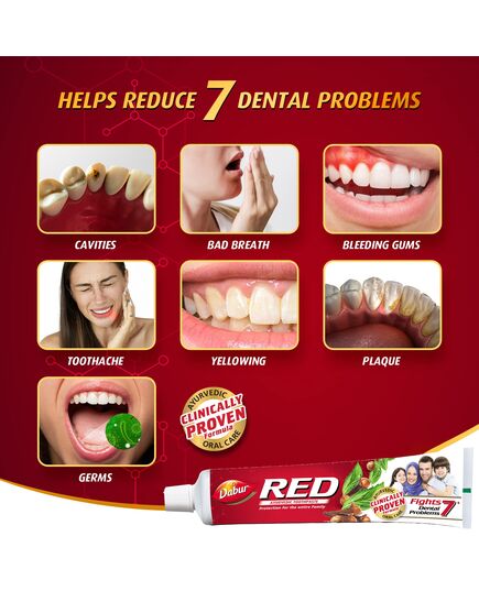 Dabur Red Ayurvedic Toothpaste for Teeth & Gums 4x100g | Enriched with Potent Ayurvedic Ingredients | For Healthy Gums & Strong Teeth | Super Value Pack