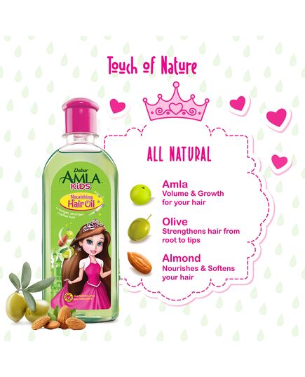 Dabur Amla Kids Hair Oil (270mL) | Extract of Natural Oils (Amla, Almond, & Olive) | For Long, Strong and Soft Hair