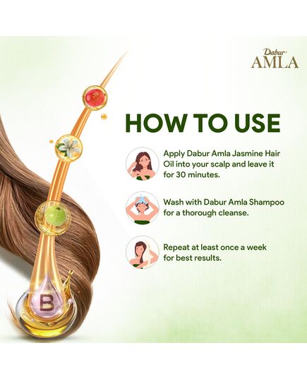 Dabur Amla Jasmine Hair Oil | For Strong, Nourished & Beautiful Shining Colored - 300ml