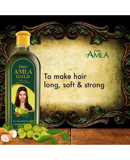 Dabur Amla Gold Hair Oil (270mL) | Natural Extract of Almond and Henna | Promotes Hair Growth | For Dry, Damaged and Chemically Treated Hair (Packaging May Vary)
