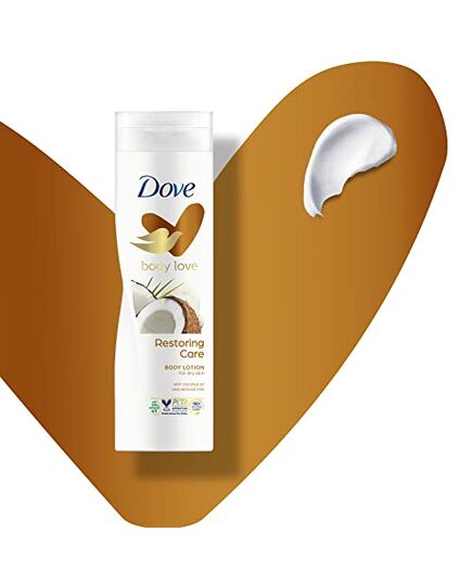 Dove Body Love Restoring Care Body Lotion, made with 100 percent Natural Oils, Coconut Oil and Almond Milk, up to 72 hours of Moisturization, 400ml