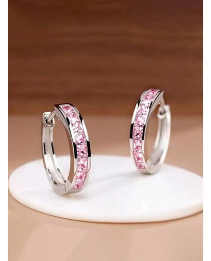 1 Pair Kids Fashion Cubic Zirconia Hoop Earrings For Daily Decoration For Party Jewelry Birthday Gift