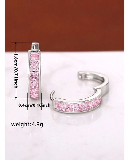 1 Pair Kids Fashion Cubic Zirconia Hoop Earrings For Daily Decoration For Party Jewelry Birthday Gift
