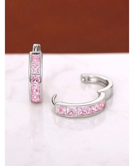 1 Pair Kids Fashion Cubic Zirconia Hoop Earrings For Daily Decoration For Party Jewelry Birthday Gift