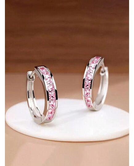 1 Pair Kids Fashion Cubic Zirconia Hoop Earrings For Daily Decoration For Party Jewelry Birthday Gift