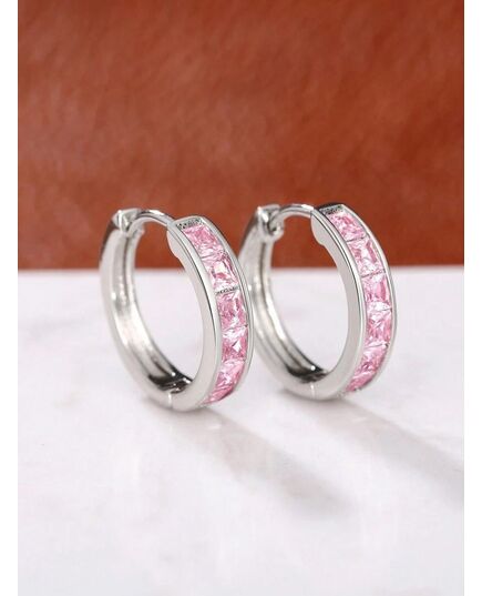 1 Pair Kids Fashion Cubic Zirconia Hoop Earrings For Daily Decoration For Party Jewelry Birthday Gift