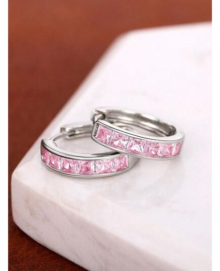 1 Pair Kids Fashion Cubic Zirconia Hoop Earrings For Daily Decoration For Party Jewelry Birthday Gift