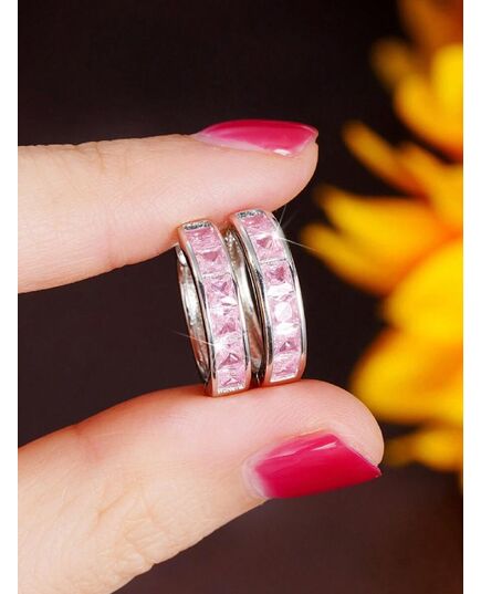 1 Pair Kids Fashion Cubic Zirconia Hoop Earrings For Daily Decoration For Party Jewelry Birthday Gift