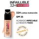 L'Oréal Paris Infallible 32H Fresh Wear Foundation 225 Beige Sand, longwear, weightless feel, transfer-proof and waterproof, full coverage base with Vitamin C, SPF 25