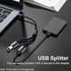 1 PCS USB Splitter Cable 1 IN 2 OUT ，USB 2.0 Male to Dual Female Extension Cord,Double Data+Charger Y Split.
