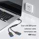 1 PCS USB Splitter Cable 1 IN 2 OUT ，USB 2.0 Male to Dual Female Extension Cord,Double Data+Charger Y Split.