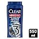 CLEAR Men 3in1 Shampoo for men, anti dandruff shampoo for Hair, Face & Body, Active Clean, 100% dandruff-free scalp, refreshed & moisturized skin, 550ML