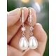 1 Pair Elegant Cubic Zirconia & Faux Pearl Teardrop Earrings, Suitable For Girls Daily Wear, Party Wear Or Birthday Gift