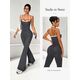 SHEIN Women's Vintage Polka Dot Halter Bell Bottom Jumpsuit – Flare Leg Backless Bodycon One Piece Outfit