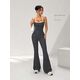 SHEIN Women's Vintage Polka Dot Halter Bell Bottom Jumpsuit – Flare Leg Backless Bodycon One Piece Outfit