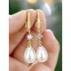 1 Pair Elegant Cubic Zirconia & Faux Pearl Teardrop Earrings, Suitable For Girls Daily Wear, Party Wear Or Birthday Gift