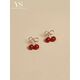 1pair Cherry/Wine Red Cute Fresh Fruit Design Small Stud Earrings For Women, Suitable For Daily, Casual & Business Occasions